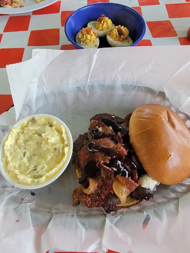 Deviled Eggs & Snoaring Bear Burger